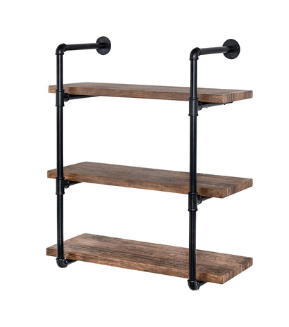 Honey Can Do 3 Tier Black Industrial Wall Shelf