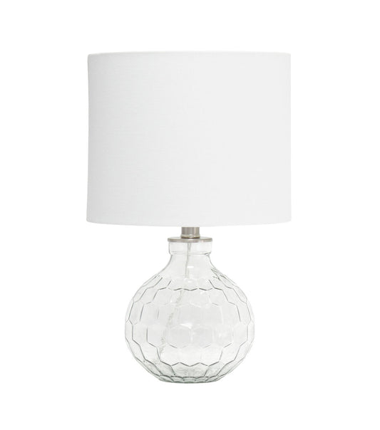 All The Rages 17.75" Clear Honeycomb Glass Table Lamp With White Shade