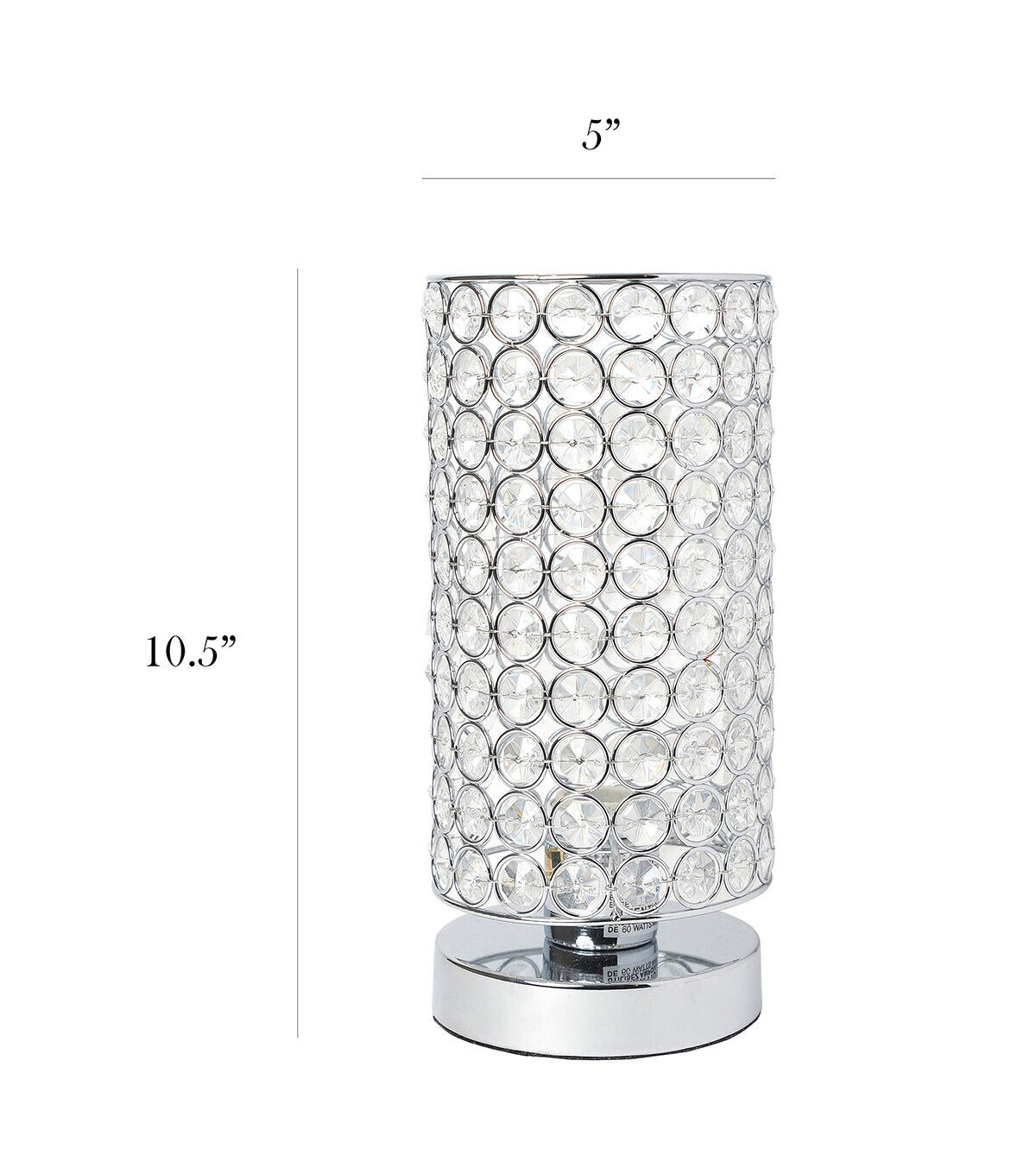 All The Rages Crystal Nightstand Cylindrical Uplight Table Lamp, Chrome