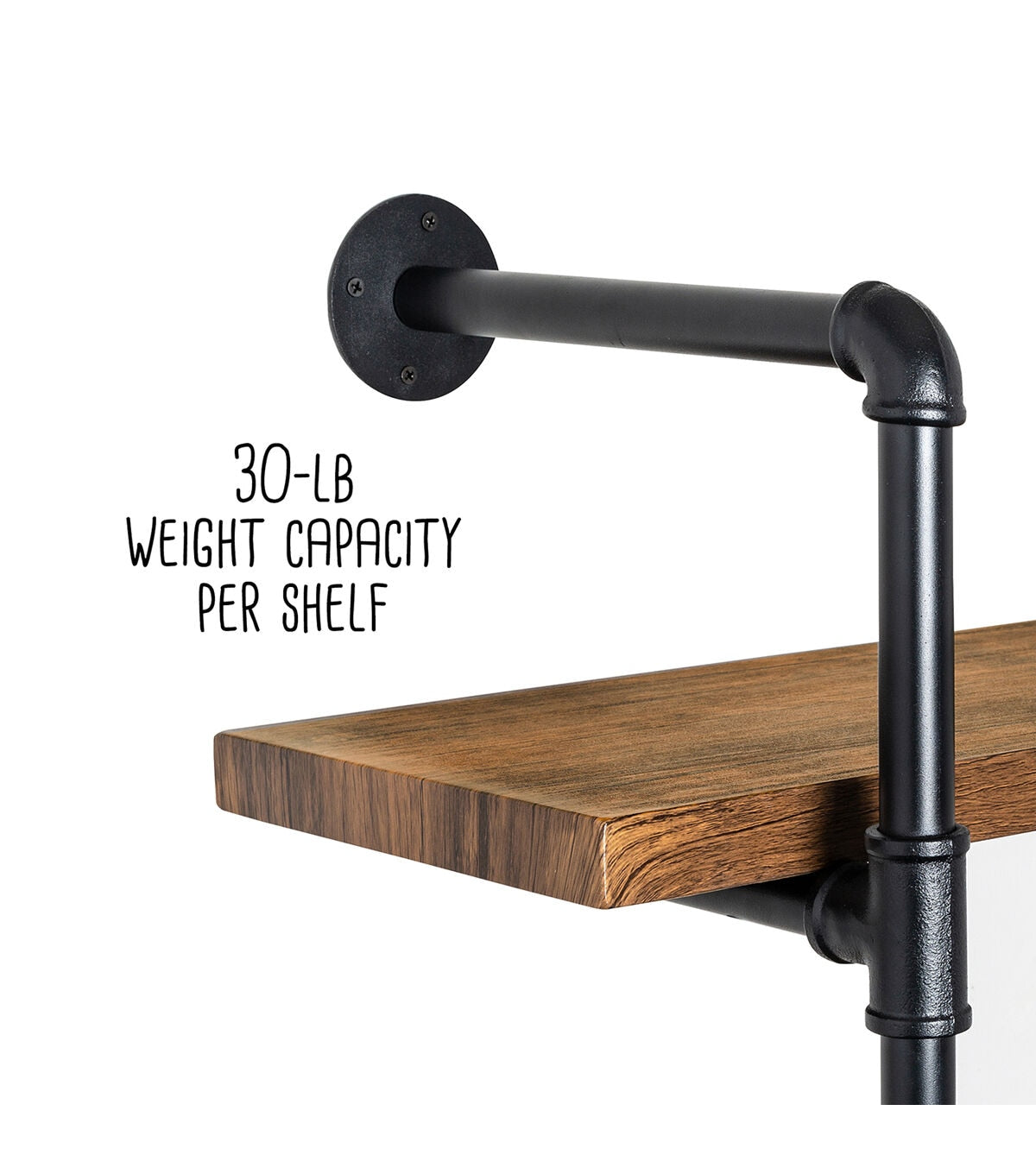Honey Can Do 3 Tier Black Industrial Wall Shelf