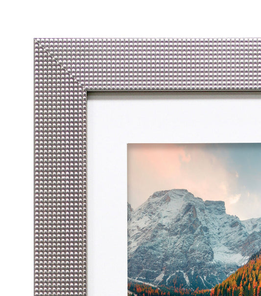 BP 11"x14" Matted to 8"x10" Silver Texture Bump Frame