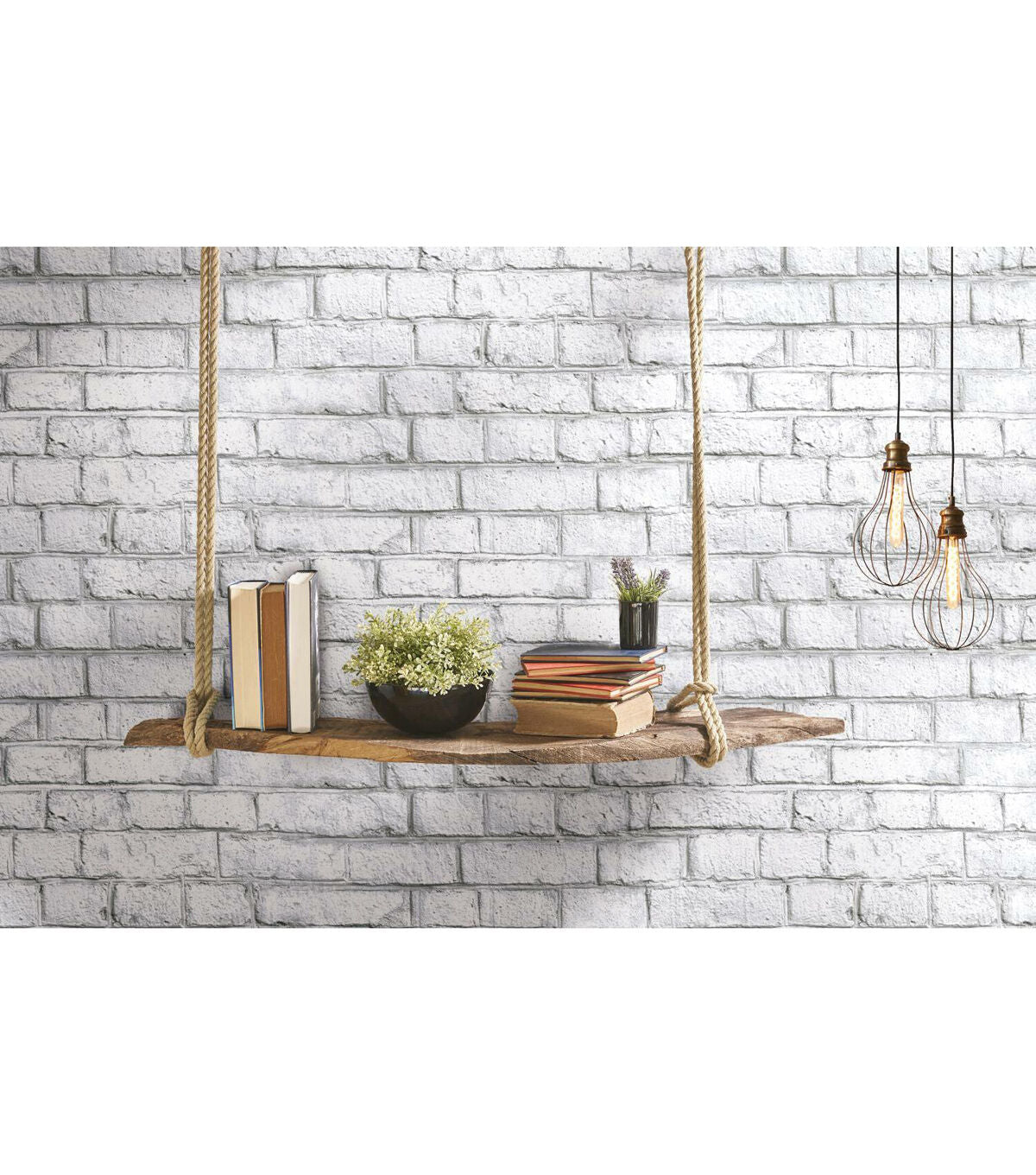 RoomMates White Brick Peelable Wallpaper White