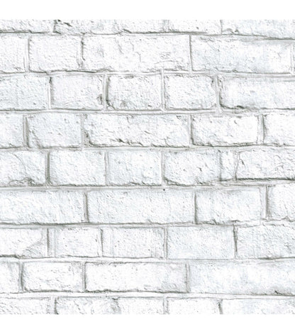 RoomMates White Brick Peelable Wallpaper White