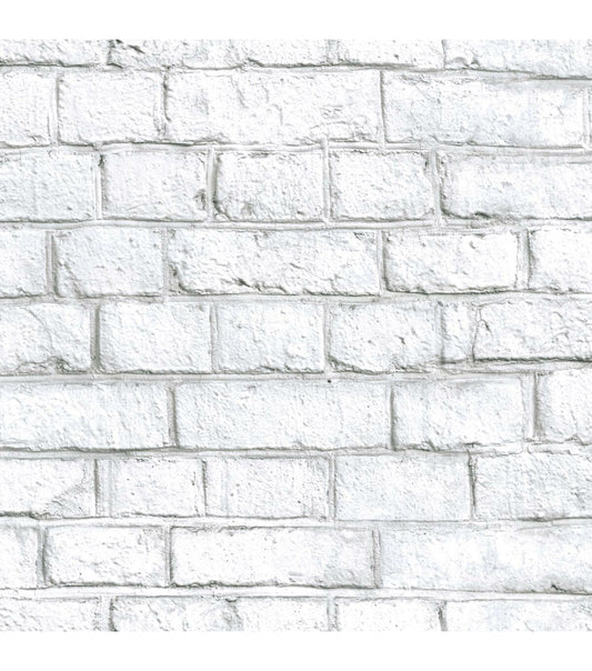 RoomMates White Brick Peelable Wallpaper White