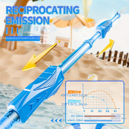 Grand canon d'eau mécanique à extraction pour les combats d'eau au parc, la plage, la piscine et les loisirs estivaux. Nouvelle jouet pour les enfants.