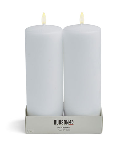 3" x 8" White Unscented White Pillar Candles by Hudson 43