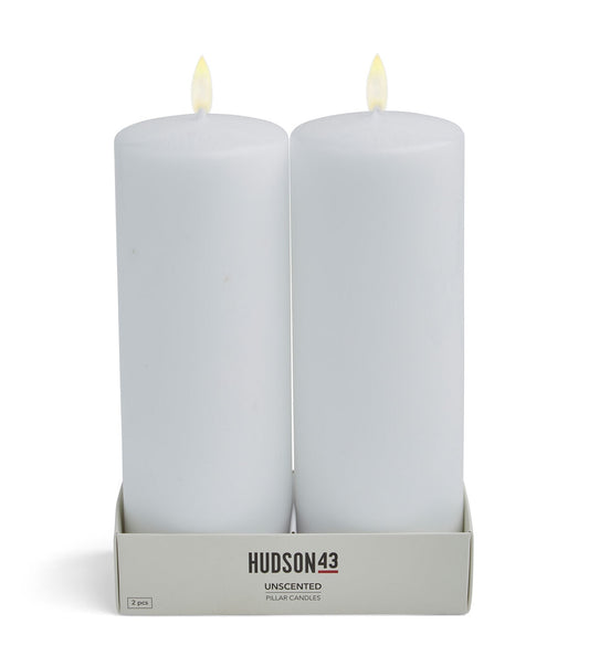 3" x 8" White Unscented White Pillar Candles by Hudson 43