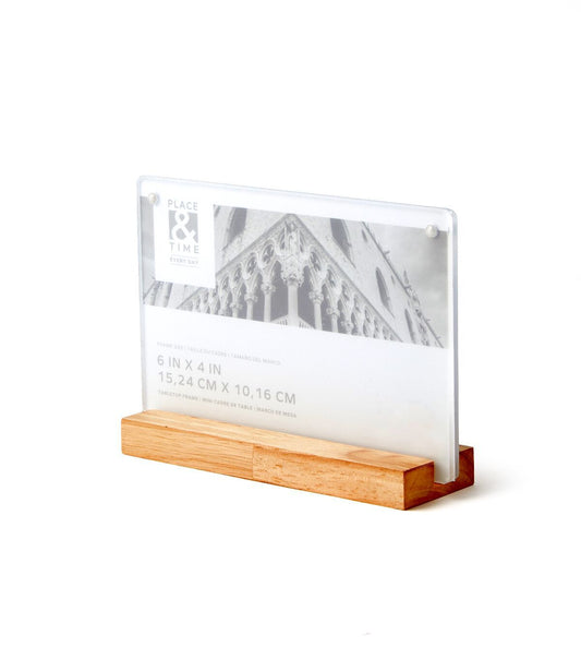6" x 4" Acrylic Tabletop Picture Frame With Wood Base by Place & Time