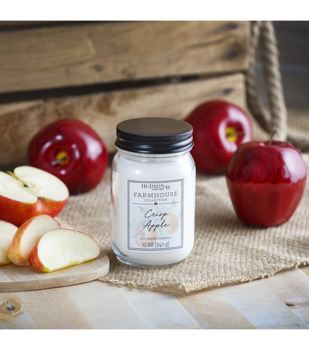 12oz Crisp Apple Scented Mason Jar Candle by Hudson 43