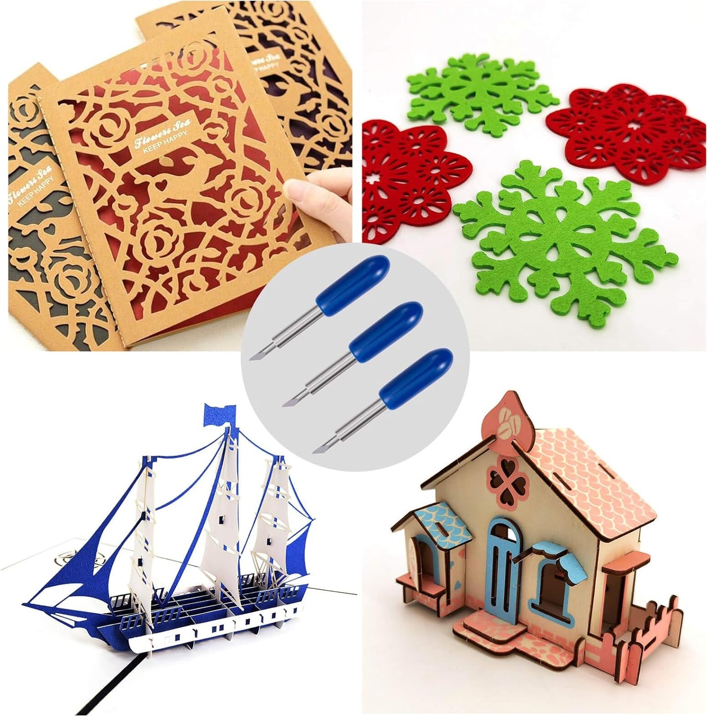 STREWEEK 50PCS Cutting Blades compatible for Cricut Explore Air/Air 2/Air 3/Maker 3, Fine Point Blades Consist of 10PCS 30°Shallow Cutting Blades,30PCS 45° Standard Blades and 10PCS 60° Deep Blades