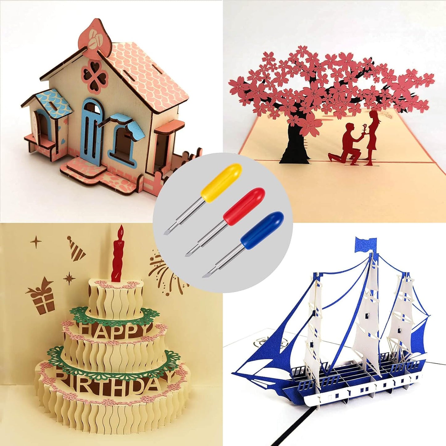 STREWEEK 50PCS Cutting Blades compatible for Cricut Explore Air/Air 2/Air 3/Maker 3, Fine Point Blades Consist of 10PCS 30°Shallow Cutting Blades,30PCS 45° Standard Blades and 10PCS 60° Deep Blades