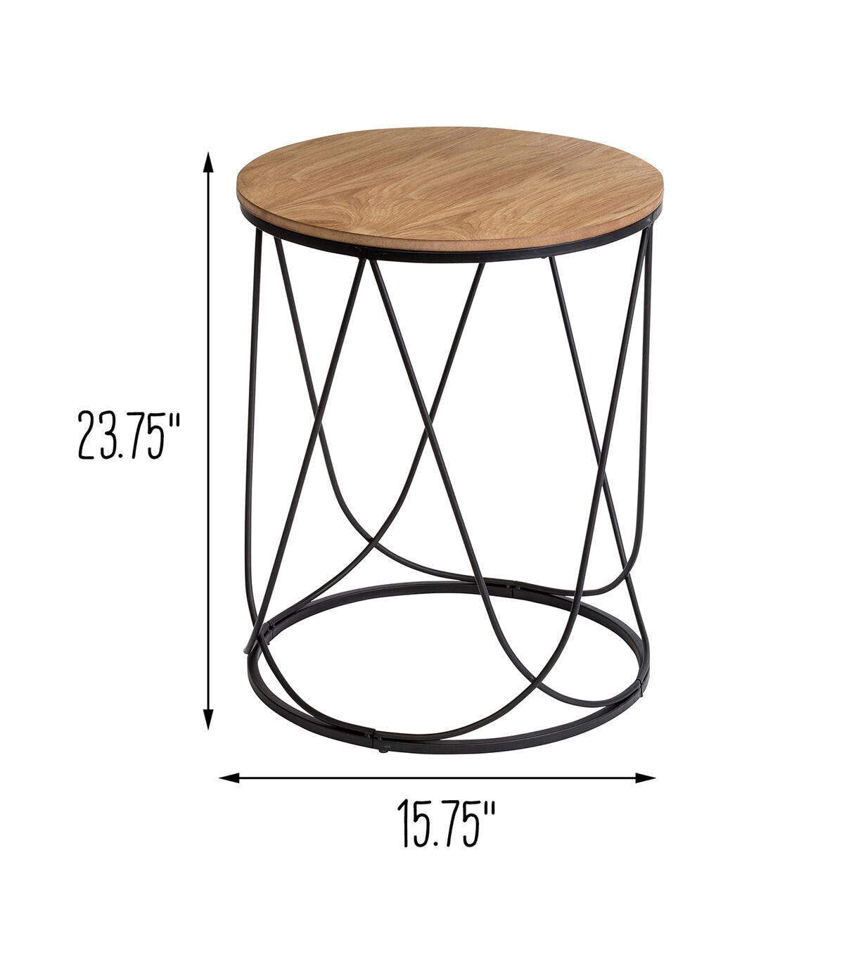 Honey Can Do Round Side Table with Natural Top