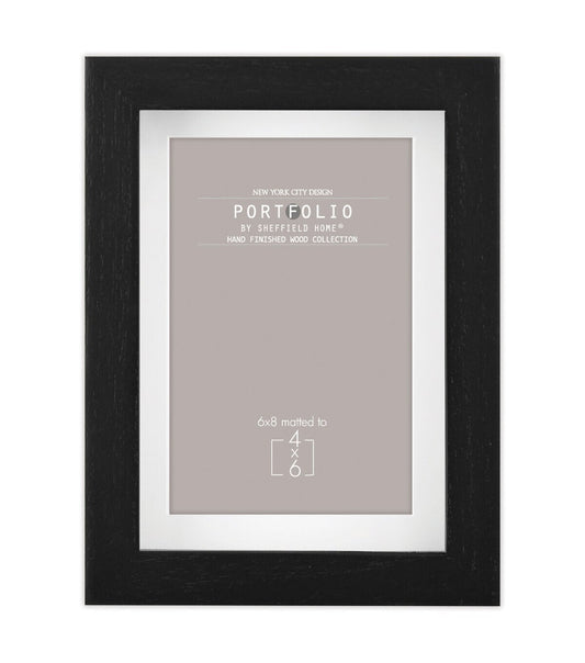 Sheffield Home 6" x 8" Matted to 4" x 6" Black Rustic Tabletop Frame
