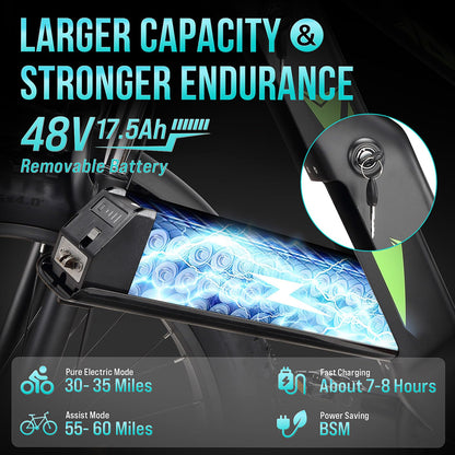 Garvee Electric Bike - 26" Fat Tire, Mountain E Bike for Off Road，Electric Bike with Throttle & Pedal Assist