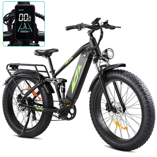 Garvee Electric Bike - 26" Fat Tire, Mountain E Bike for Off Road，Electric Bike with Throttle & Pedal Assist