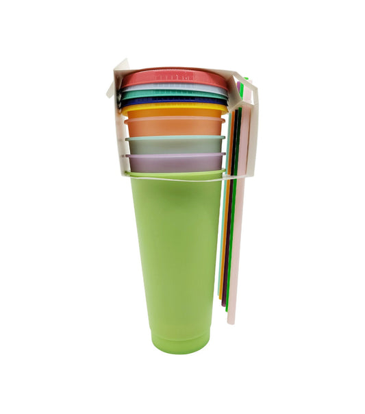 24oz Color Changing Tumbler Set With Lids & Straws 5pc by Happy
