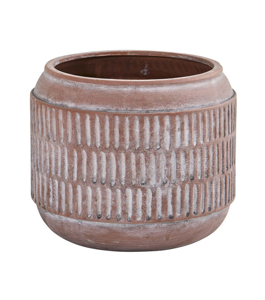 Nearly Natural 8" Boho Chic Ceramic Embossed Planter