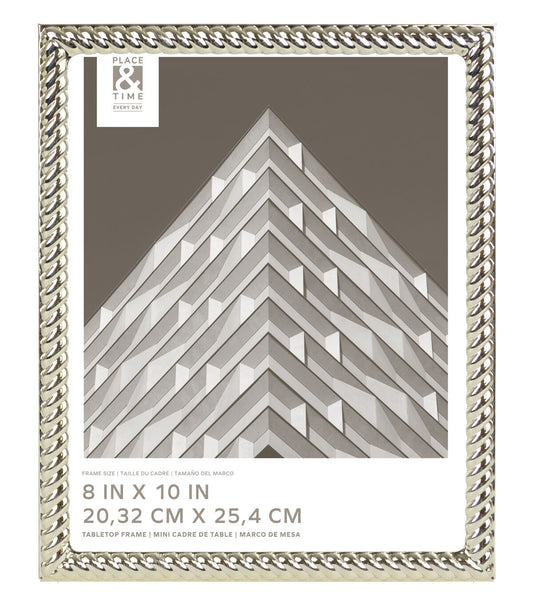 8" x 10" Silver Rope Tabletop Picture Frame by Place & Time