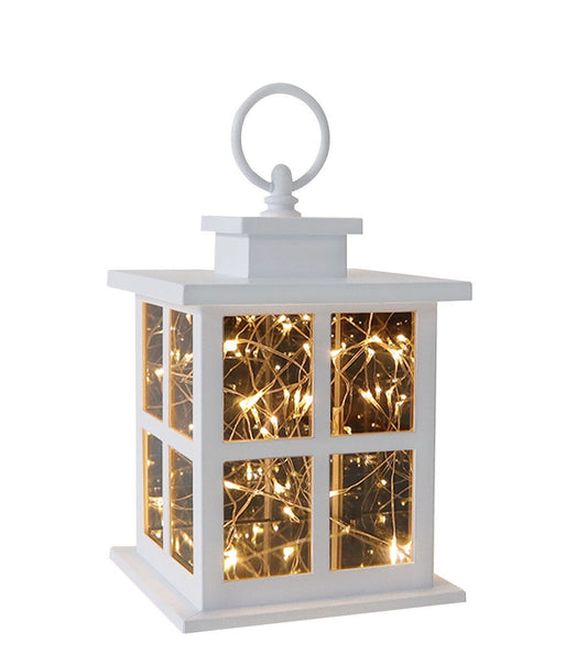 7" White LED Rustic Lantern by Place & Time