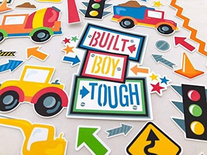 Paper Die Cuts - Built Boy Tough - Over 60 Cardstock Scrapbook Die Cuts - by Miss Kate Cuttables