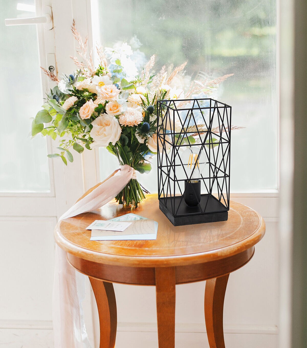 All The Rages Black Geometric Square Metal Table Lamp