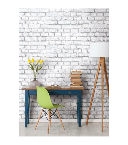 RoomMates White Brick Peelable Wallpaper White