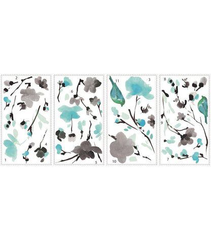 RoomMates Blossom Watercolor Bird Branch Decals