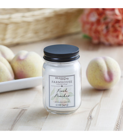 12oz Fresh Peaches Scented Mason Jar Candle by Hudson 43
