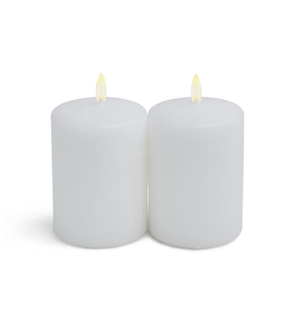 3" x 4" Unscented White Pillar Candles 2pk by Hudson 43