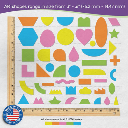 ARTshapes 840 pc Creative Paper Shapes Pack with 70+ Idea Guide - US Made Card Stock - Punch Out Funky DIY Craft Supplies for Whimsical Art Designs, Paper Crafts, and Pattern Play 5 Festive Colors