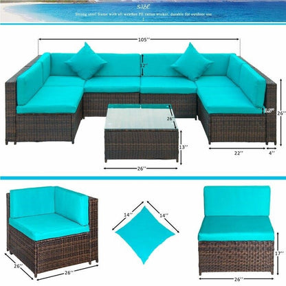 Haoyang 7 Piece Rattan Sectional Seating Group with Cushions