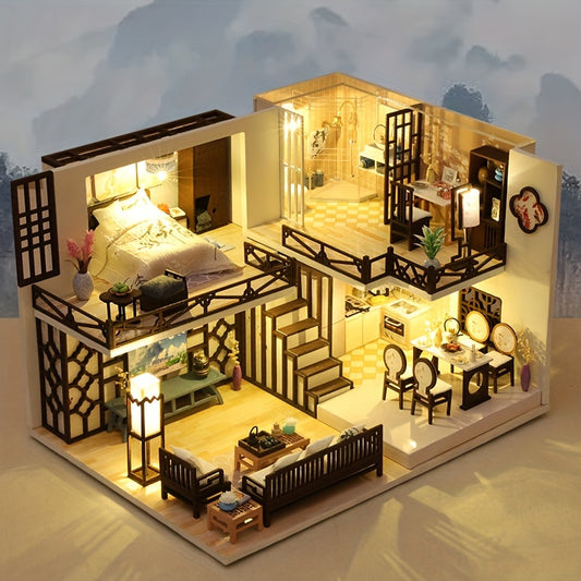 Yaxinju Puzzle de Construction de Modèle Micro en 3D, Jouet de Petite Chambre Cabane à Faire Soi-même, Artisanat en Bois, Saint-Valentin, Action de Grâce, Halloween, Noël, Cadeau d'Anniversaire, Idéal pour Noël, Parfait pour l'Action de Grâce