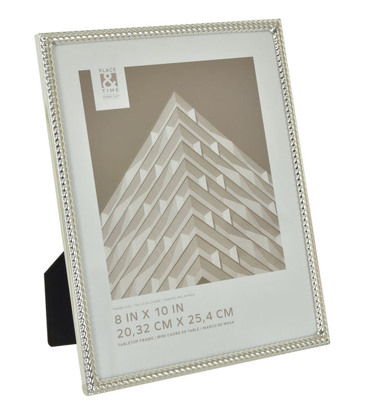8" x 10" Silver Rope Tabletop Picture Frame by Place & Time