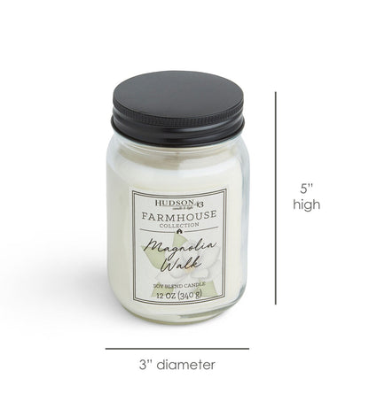 12oz Magnolia Walk Scented Mason Jar Candle by Hudson 43