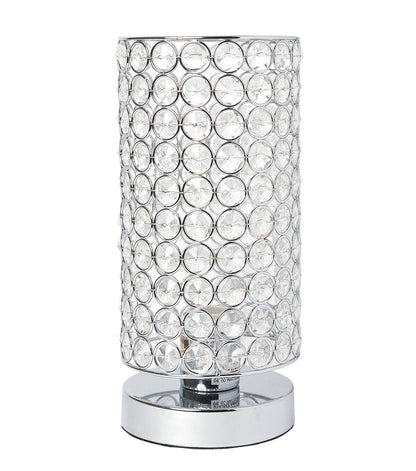 All The Rages Crystal Nightstand Cylindrical Uplight Table Lamp, Chrome