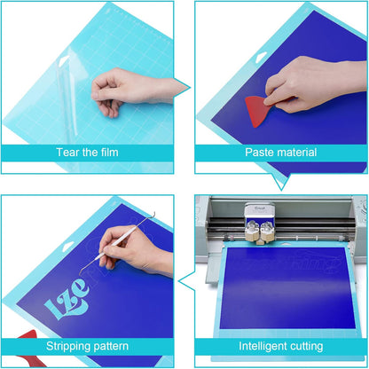 Lzerking Cutting Mat for Cricut 4 Pack Accessories and Supplies Variety Replacement Standard Light Strong Frabic Cut Pads Cricket Cards for Cut Machine Maker/Maker 3/Air/Air 2 with Scraper Pick Needle