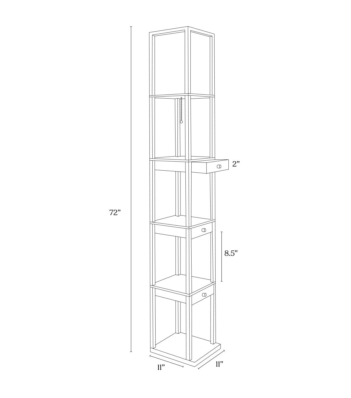 Brightech Maxwell LED Floor Lamp with Drawers - Black