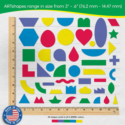 ARTshapes 840 pc Creative Paper Shapes Pack with 70+ Idea Guide - US Made Card Stock - Punch Out Funky DIY Craft Supplies for Whimsical Art Designs, Paper Crafts, and Pattern Play 5 Festive Colors
