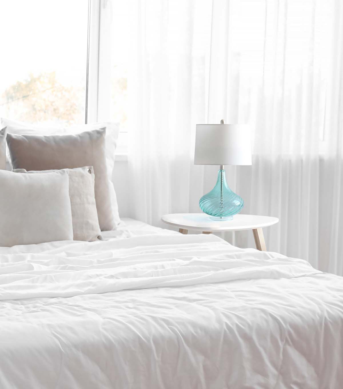 All The Rages 24" Wavy Glass Table Lamp With Linen Shade