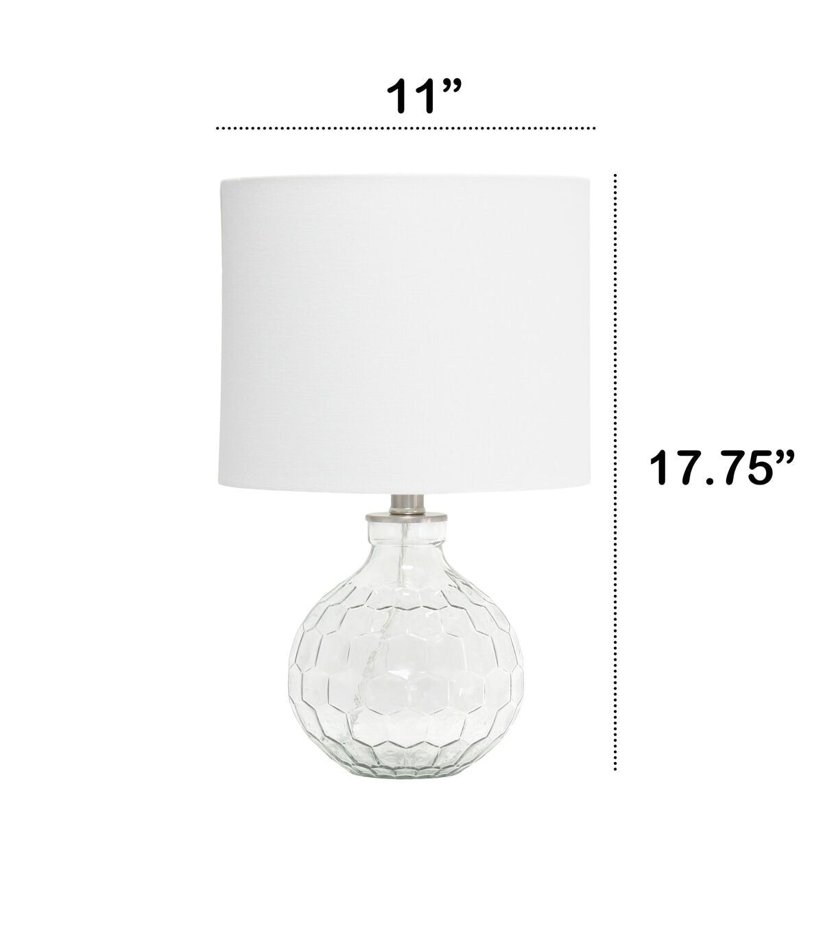 All The Rages 17.75" Clear Honeycomb Glass Table Lamp With White Shade