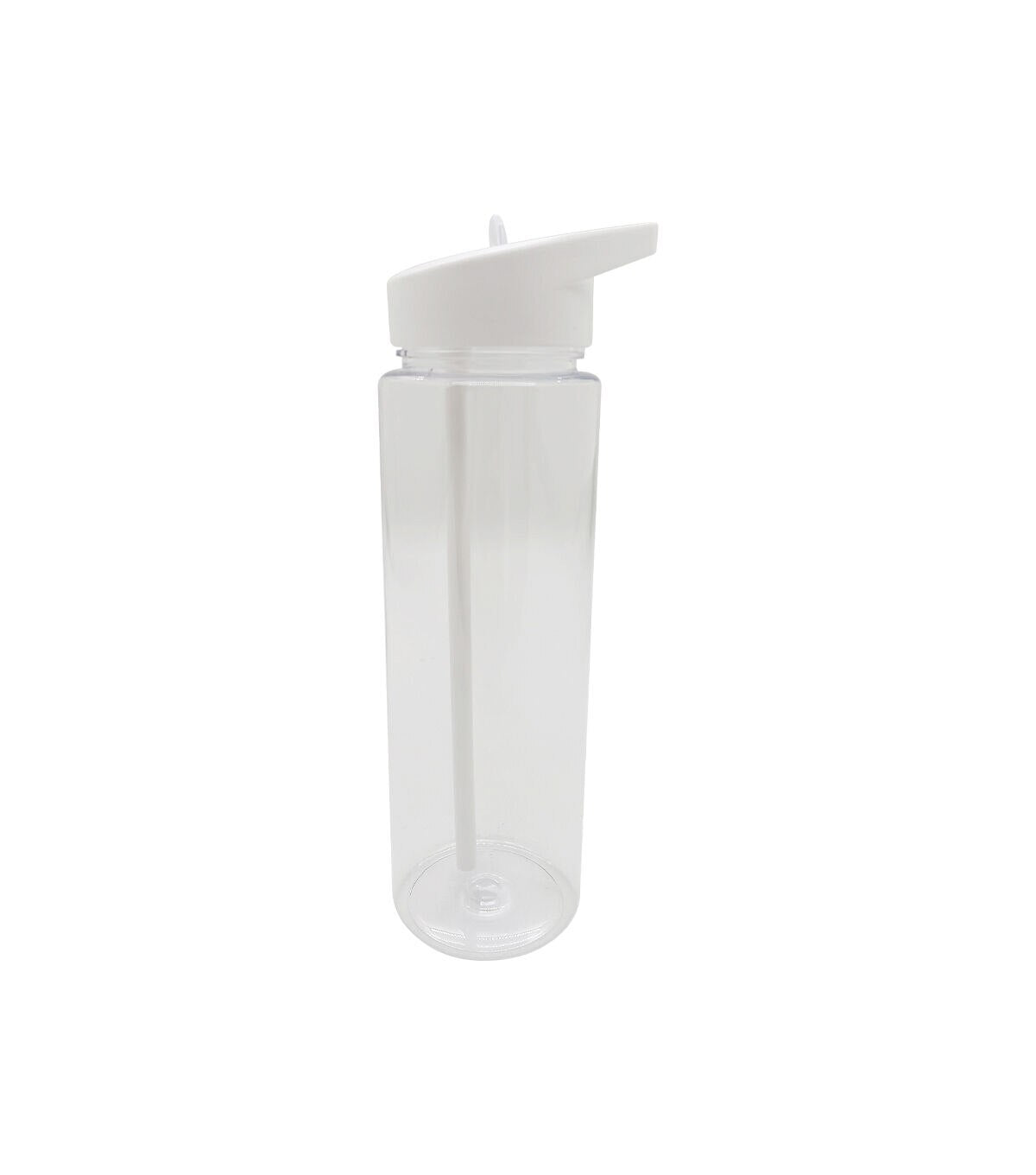 24oz White & Clear Fliptop Water Bottle With Straw by Happy