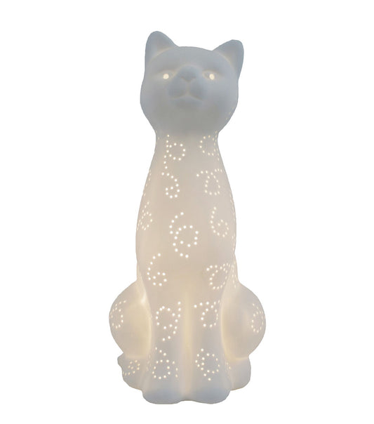All The Rages Porcelain Kitty Cat Shaped Animal Light Table Lamp