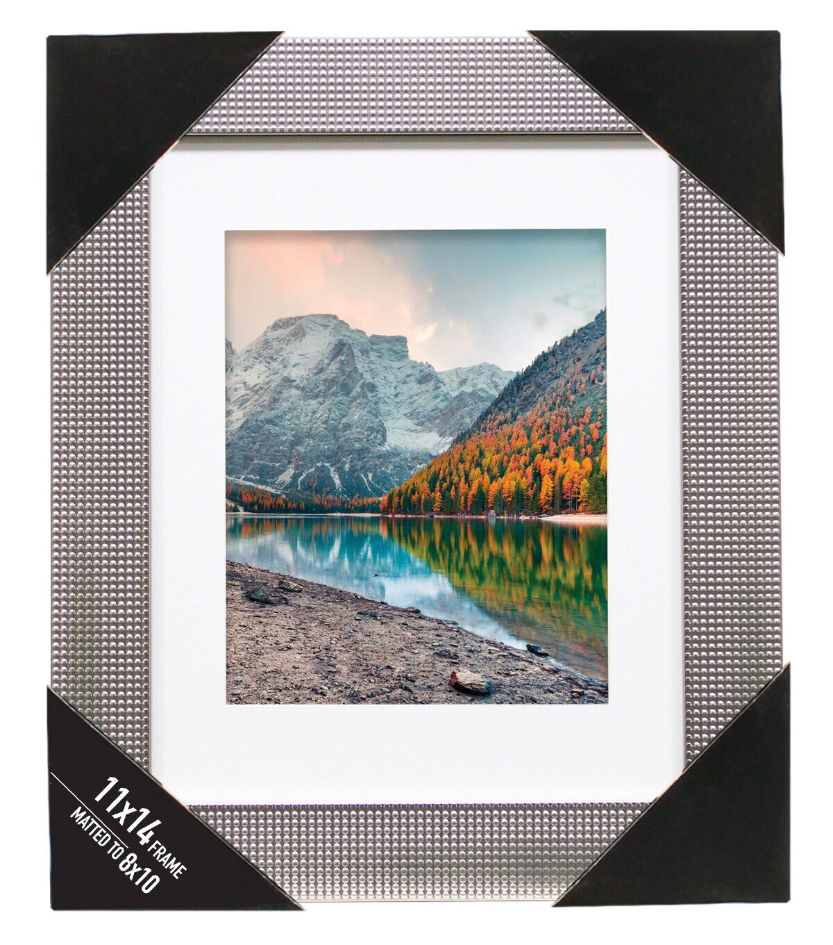BP 11"x14" Matted to 8"x10" Silver Texture Bump Frame