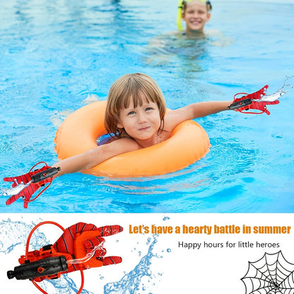 Ensemble de pistolets à eau de super-héros - Gants rouges et pistolet à eau, idéal pour la piscine, la plage et les combats d'eau en plein air, jouet aquatique amusant | Design amusant | Plastique durable