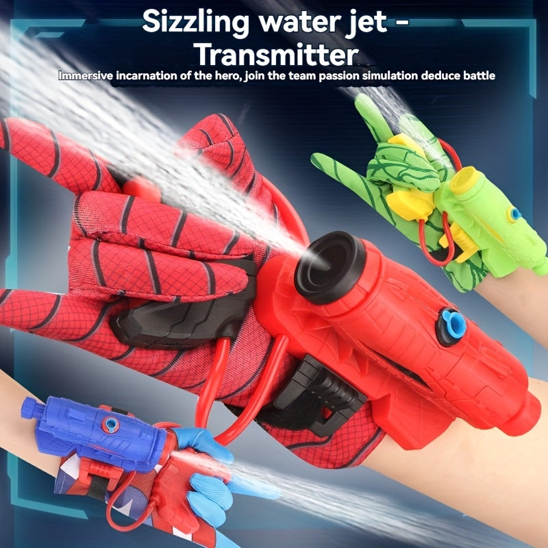 Arme à eau Spider Kid - Design de toile rouge et noire, action à pompe manuelle, jeu en plein air pour les jeunes, parfait pour les vacances en plein air, jouet de jeu en plein air | Détail de toile | Arme à eau en plastique durable, arme à eau Spider