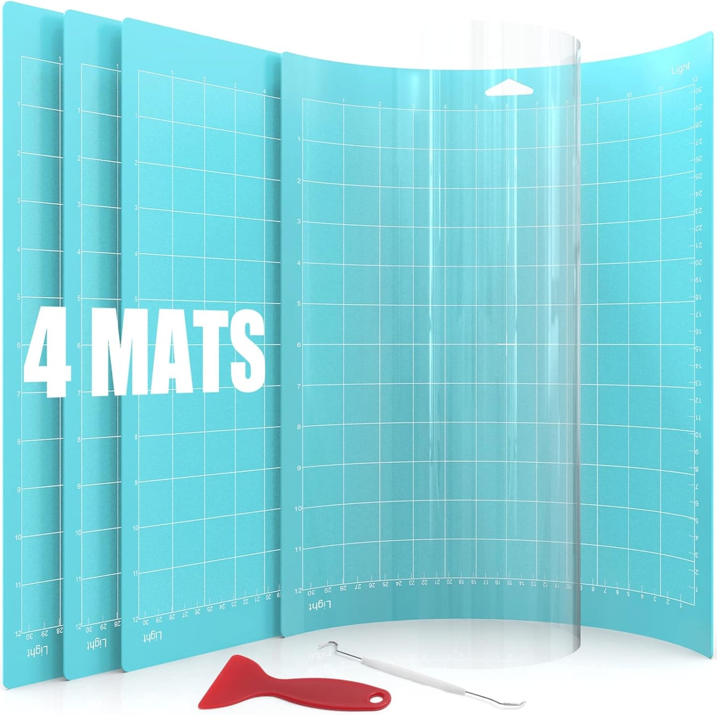 Lzerking Cutting Mat for Cricut 4 Pack Accessories and Supplies Variety Replacement Standard Light Strong Frabic Cut Pads Cricket Cards for Cut Machine Maker/Maker 3/Air/Air 2 with Scraper Pick Needle