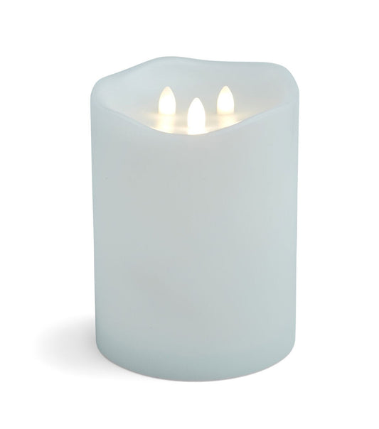 6" LED White Aurora Flame Wave Edge Pillar Candles by Hudson 43