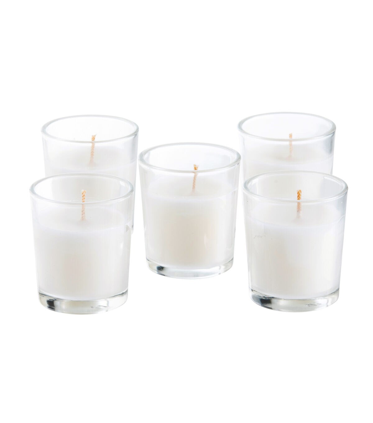 5pk White Unscented Votive Candles With Glass Holders by Hudson 43
