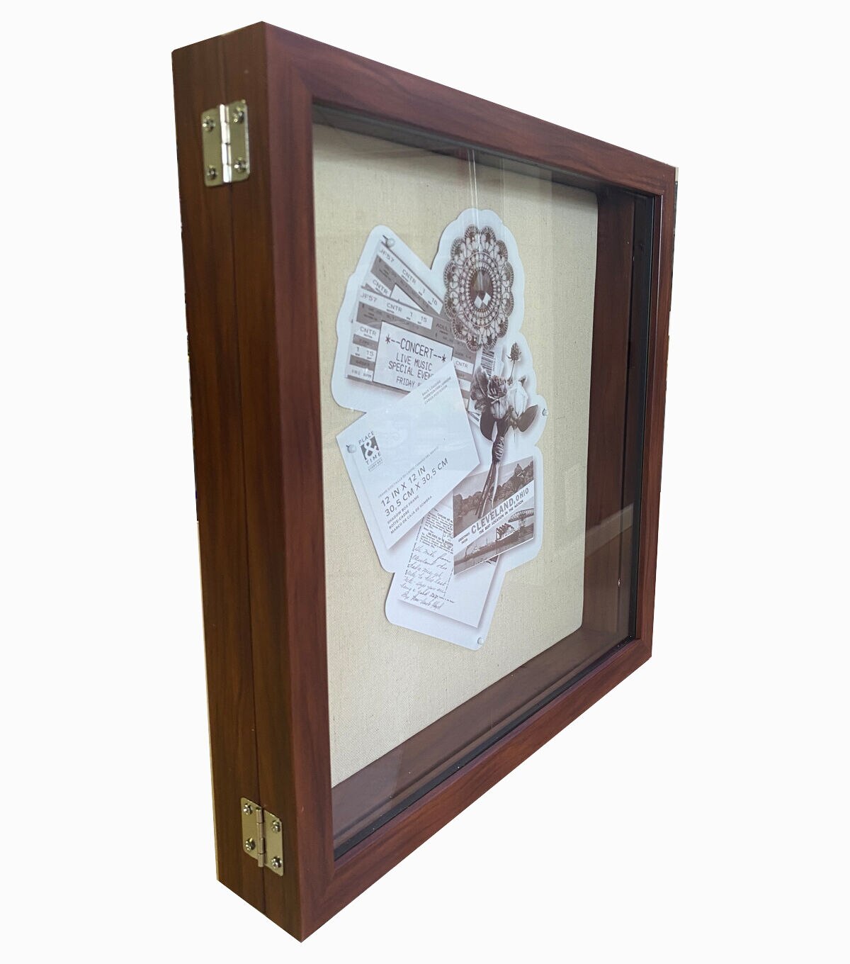 12" x 12" Cherry Front Loading Shadow Box by Place & Time