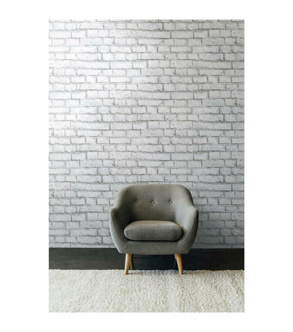 RoomMates White Brick Peelable Wallpaper White